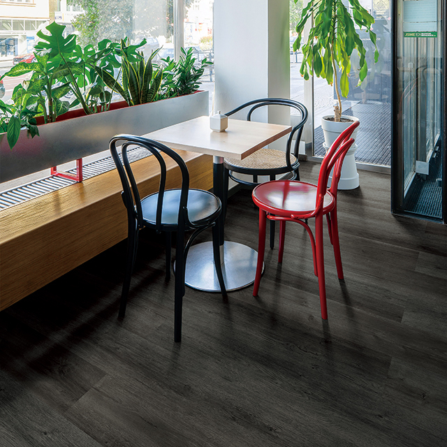 MUSTANG ANTRACITE Dark Wood Vinyl Flooring for Commercial Projects